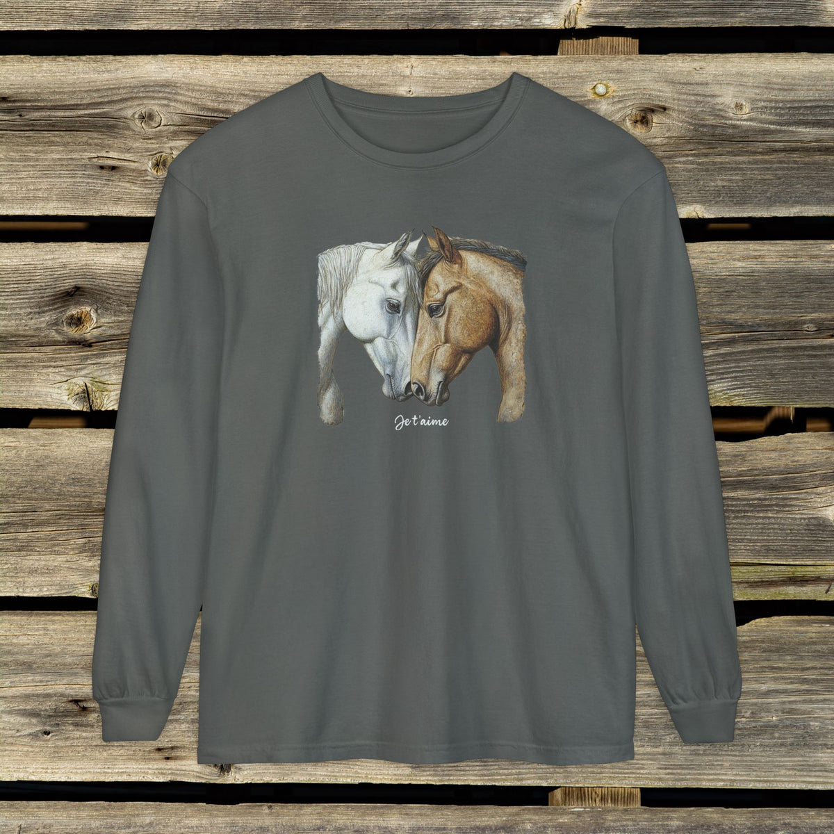 Je t’aime Horse Long Sleeve Shirt – Comfort Colors Equestrian Tee