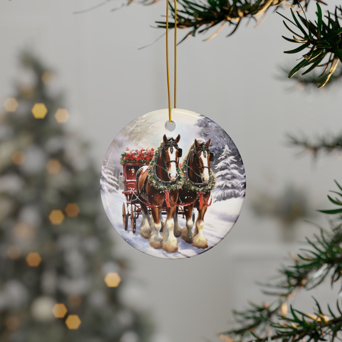 Personalized Clydesdale Horse Christmas Ornament