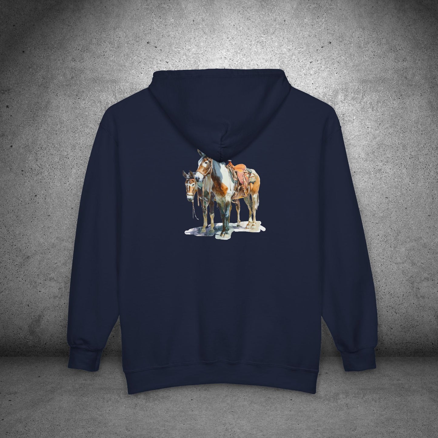 Western Mule Horse Full Zip Hoodie - Trail riding Jacket - Barn Coat
