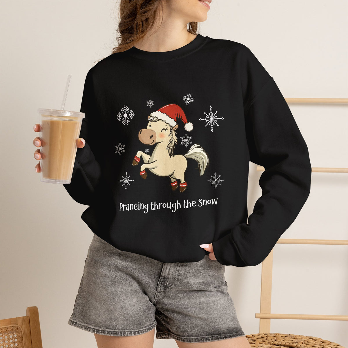Prancing Through the Snow Horse Christmas Sweatshirt