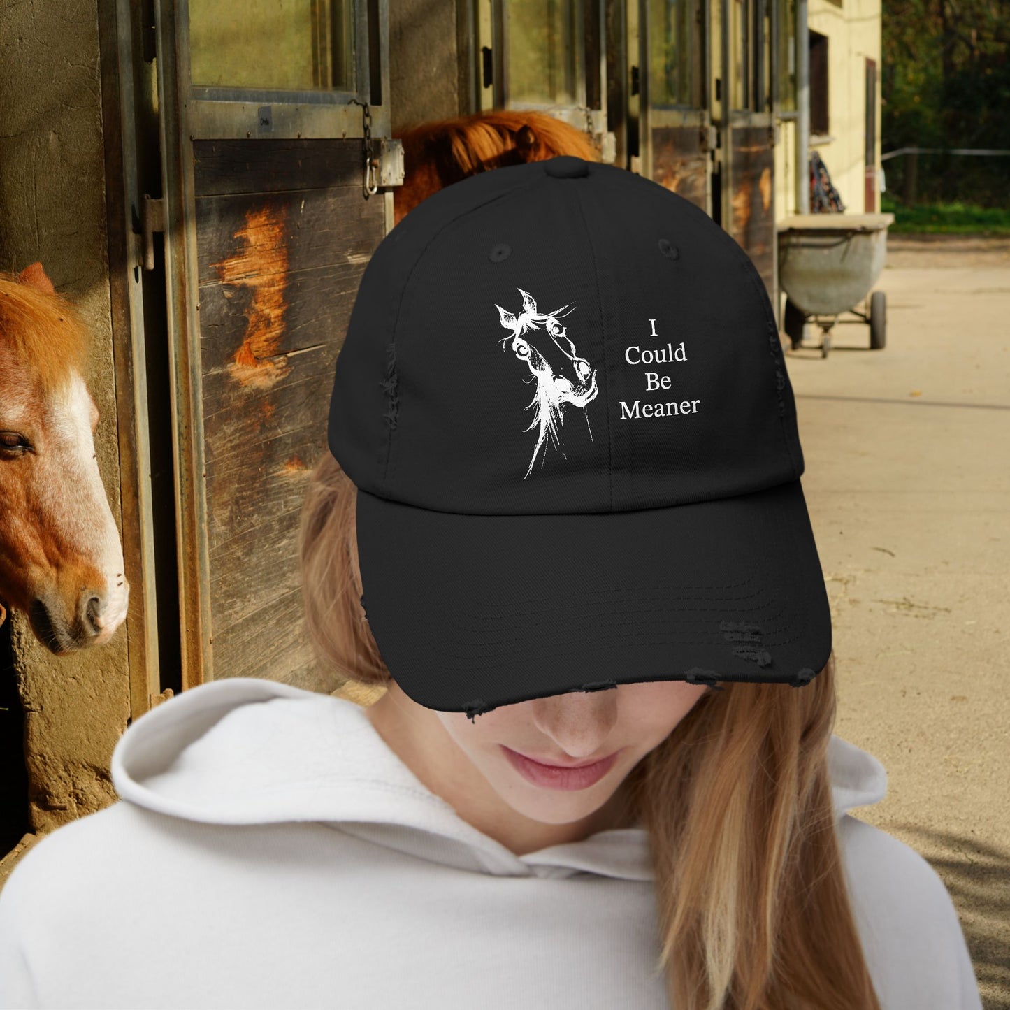 Whimsical Mare Hat I Could Be Meaner Cap | Distressed