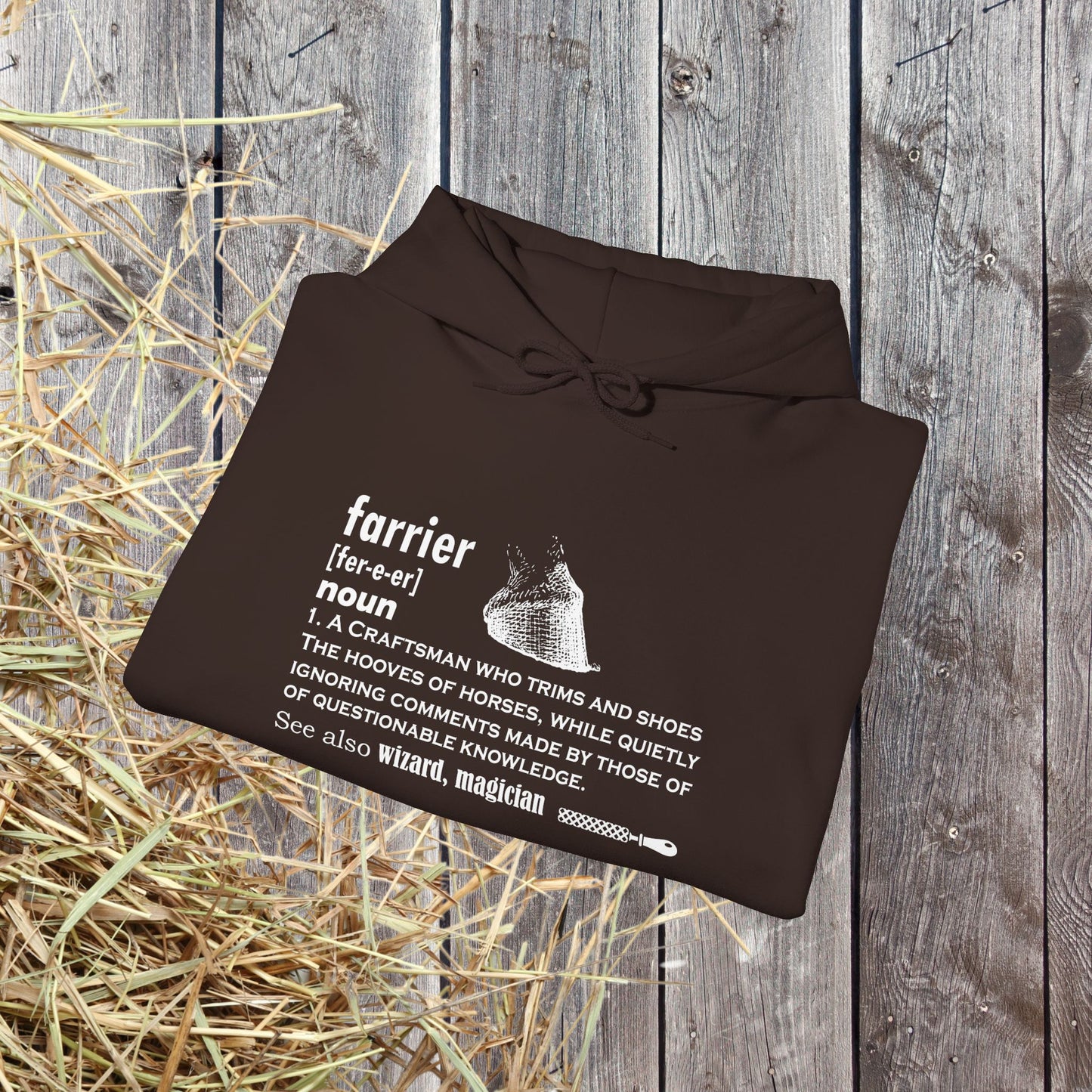 Farrier Definition Hoodie – Funny Horseshoer Gift for Farriers & Equestrians
