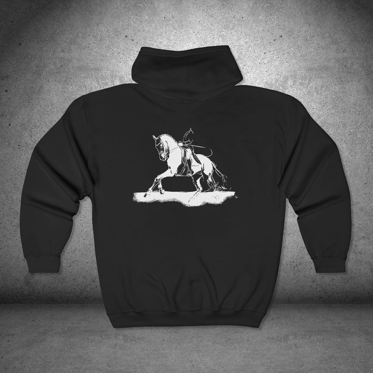 Dressage Horse Zip Hoodie | Personalized Equestrian Full Zip Sweatshirt | Barn Jacket| Horse Show Apparel | Wearable Horse Art Gift
