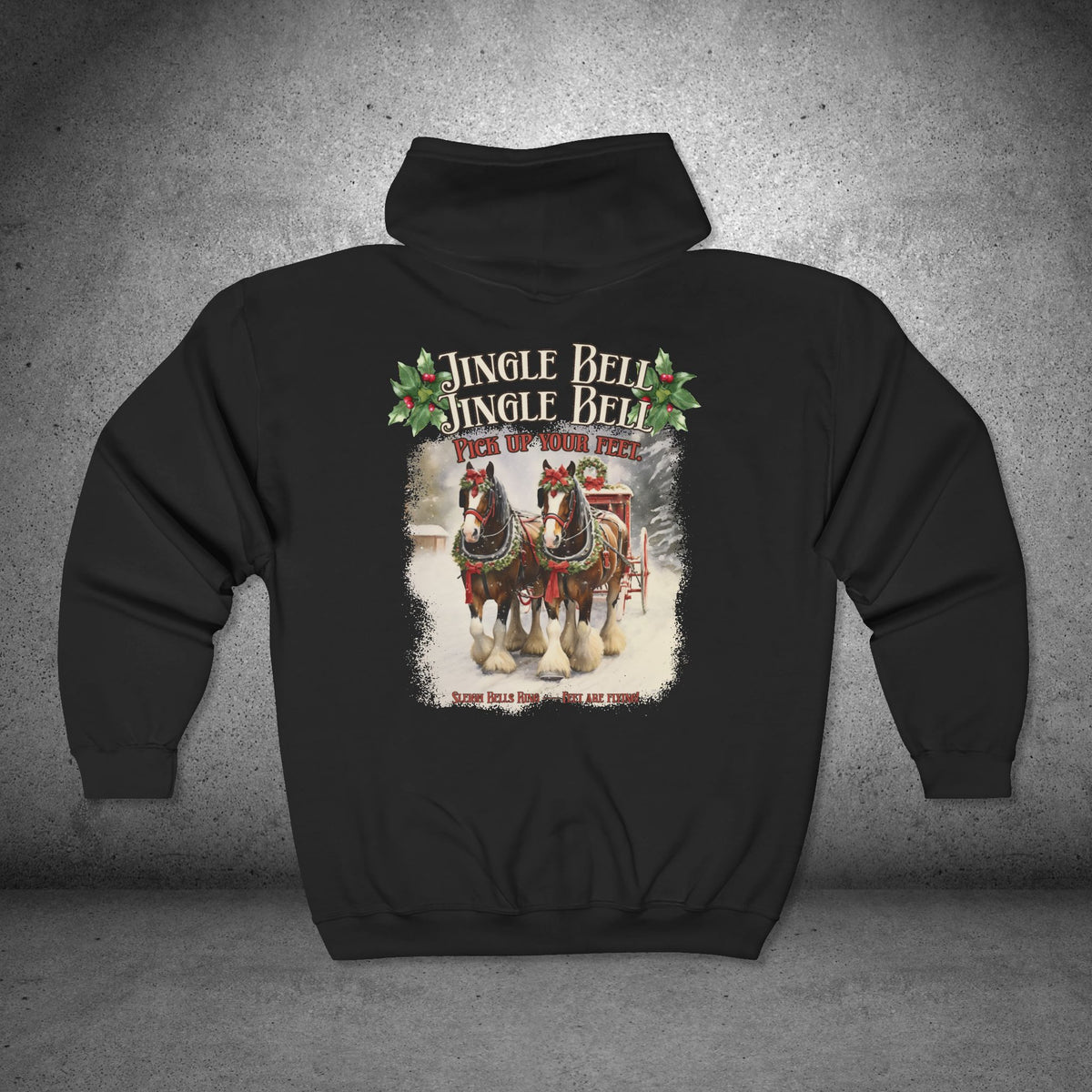 Jingle Horse Christmas Full-Zip Hoodie – Draft Horse Holiday Sweatshirt