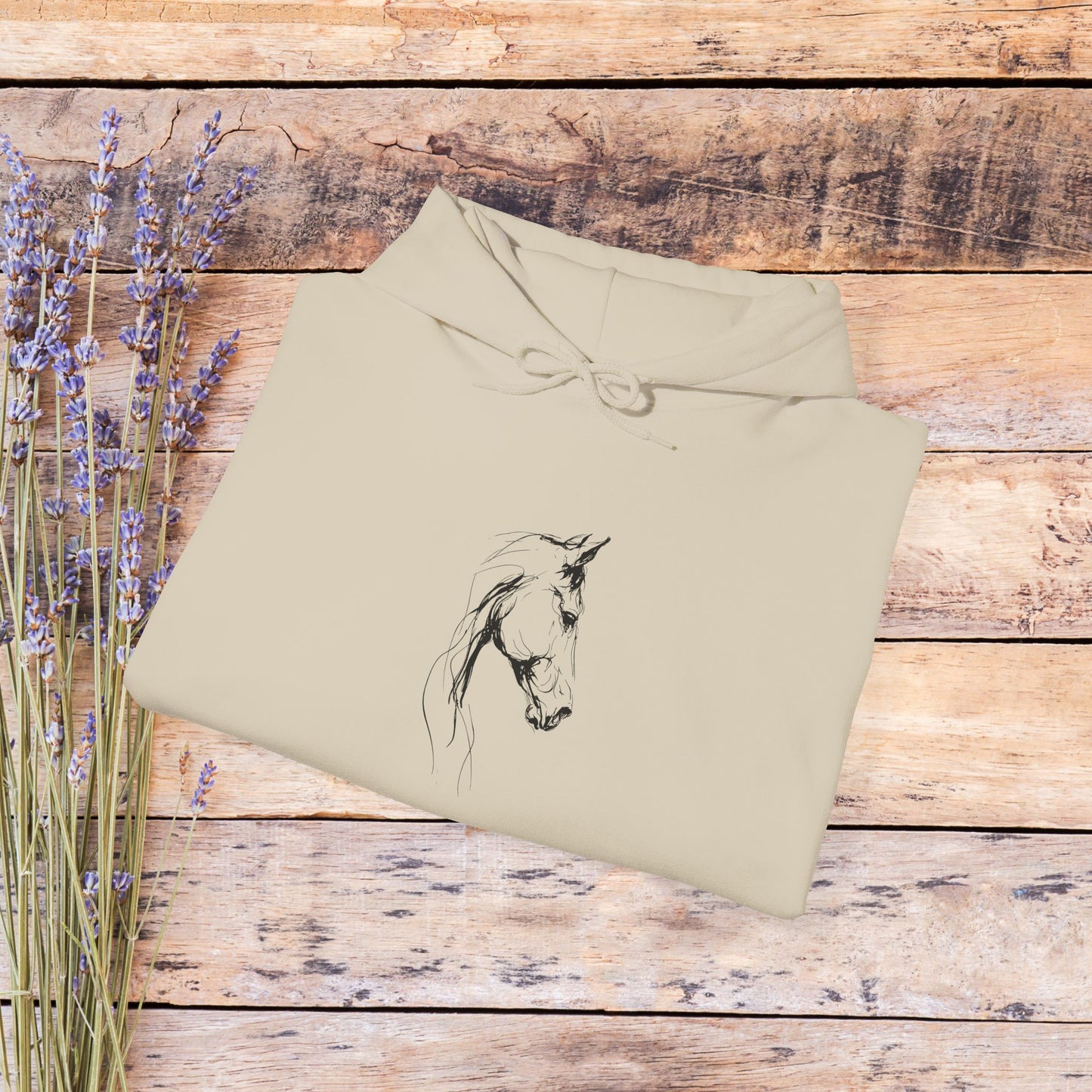 Minimal Sketch Horse Hoodie — Simple Equestrian Art Sweatshirt