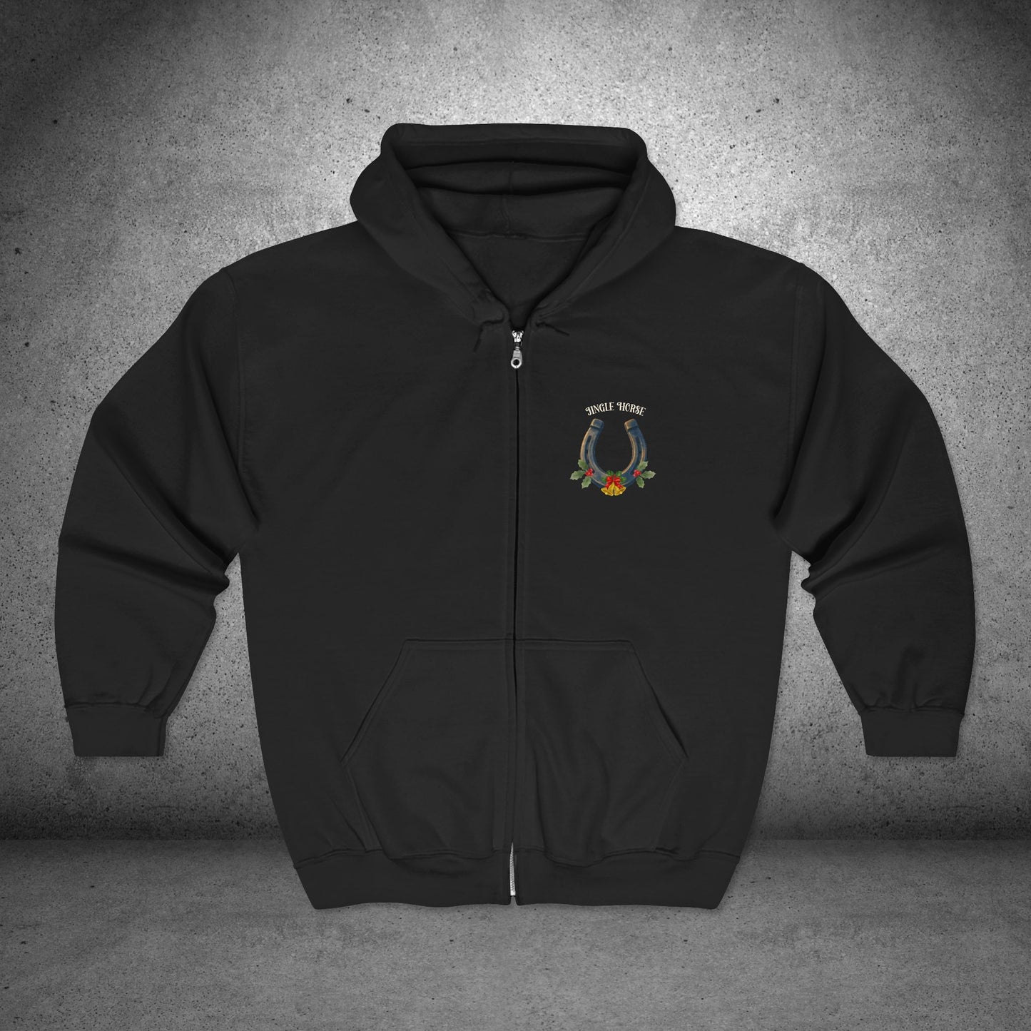 Jingle Horse Christmas Full-Zip Hoodie – Draft Horse Holiday Sweatshirt
