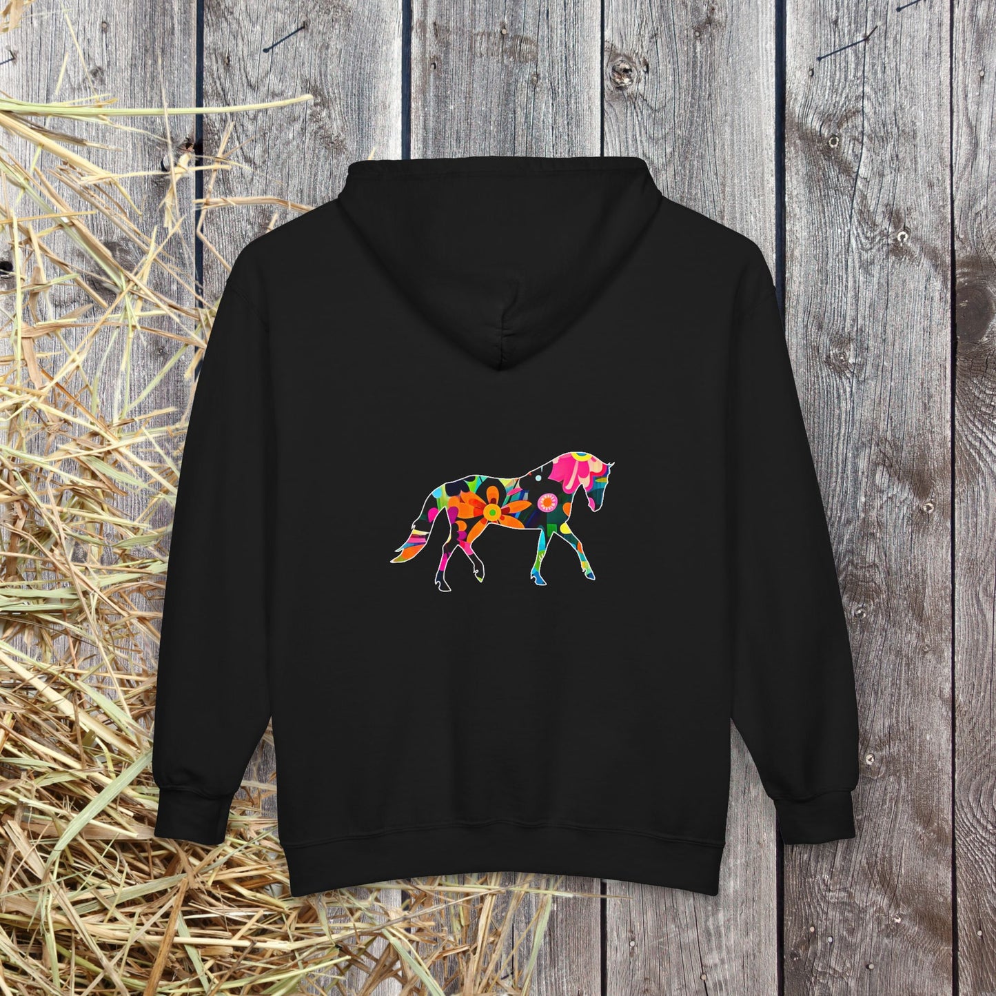 Horse Lover Full Zip Hoodie Jacket,  Floral Horse Pattern, personalized