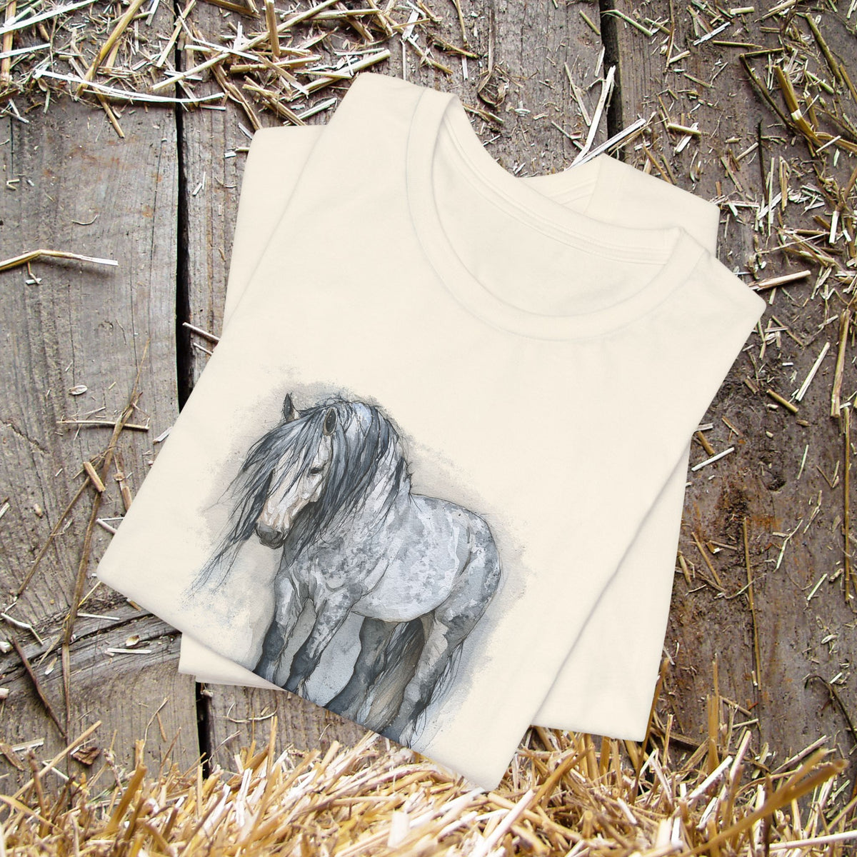 Percheron Horse T-Shirt – Watercolor Draft Horse Bella Canvas Tee