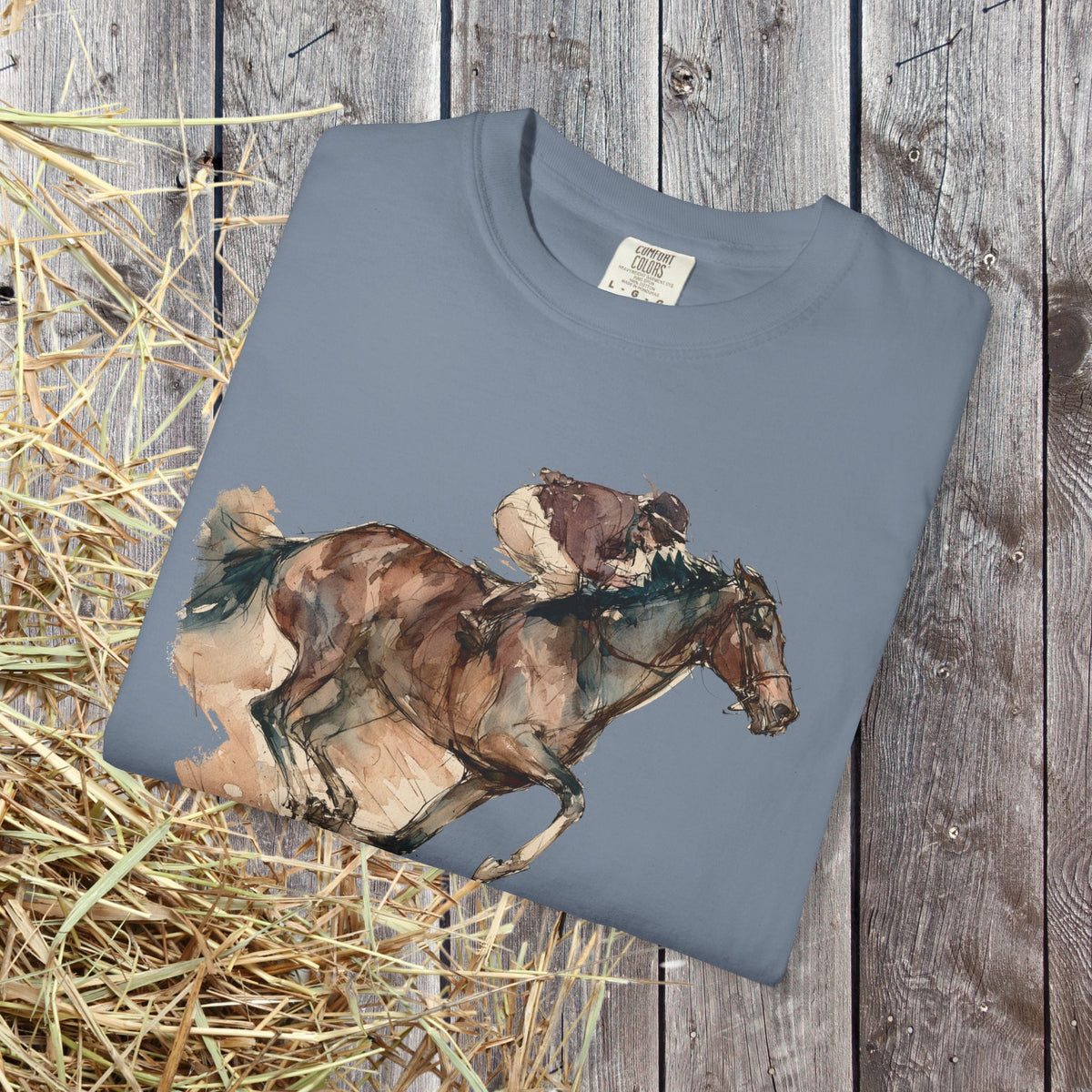 Watercolor Racehorse T-shirt- Horse Racing Comfort Colors