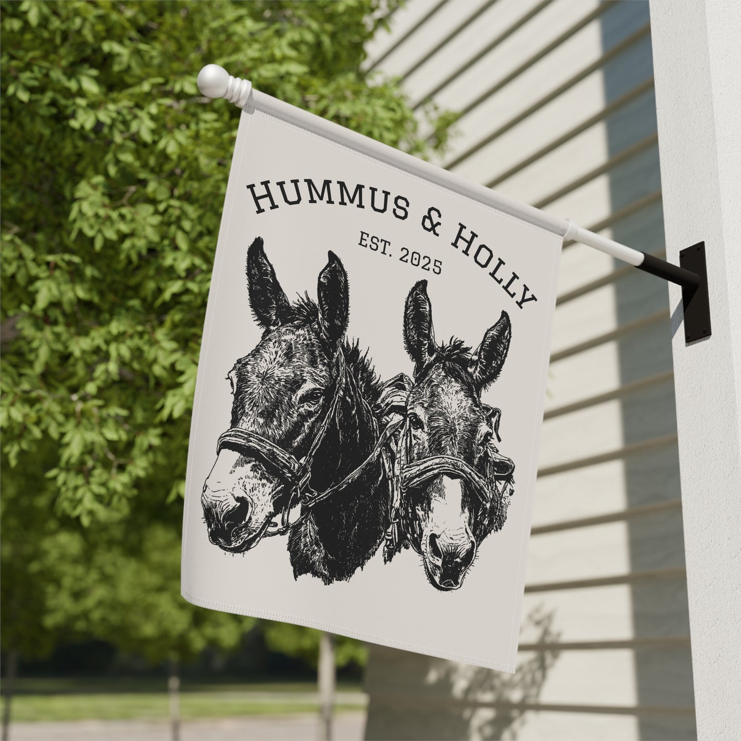 Personalized Farmhouse Garden Mules Horse Banner