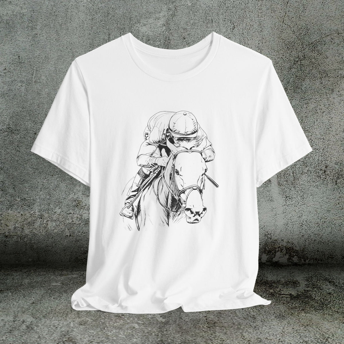 Thoroughbred Horse Racing T-Shirt – Cotton Jockey & Racehorse Art