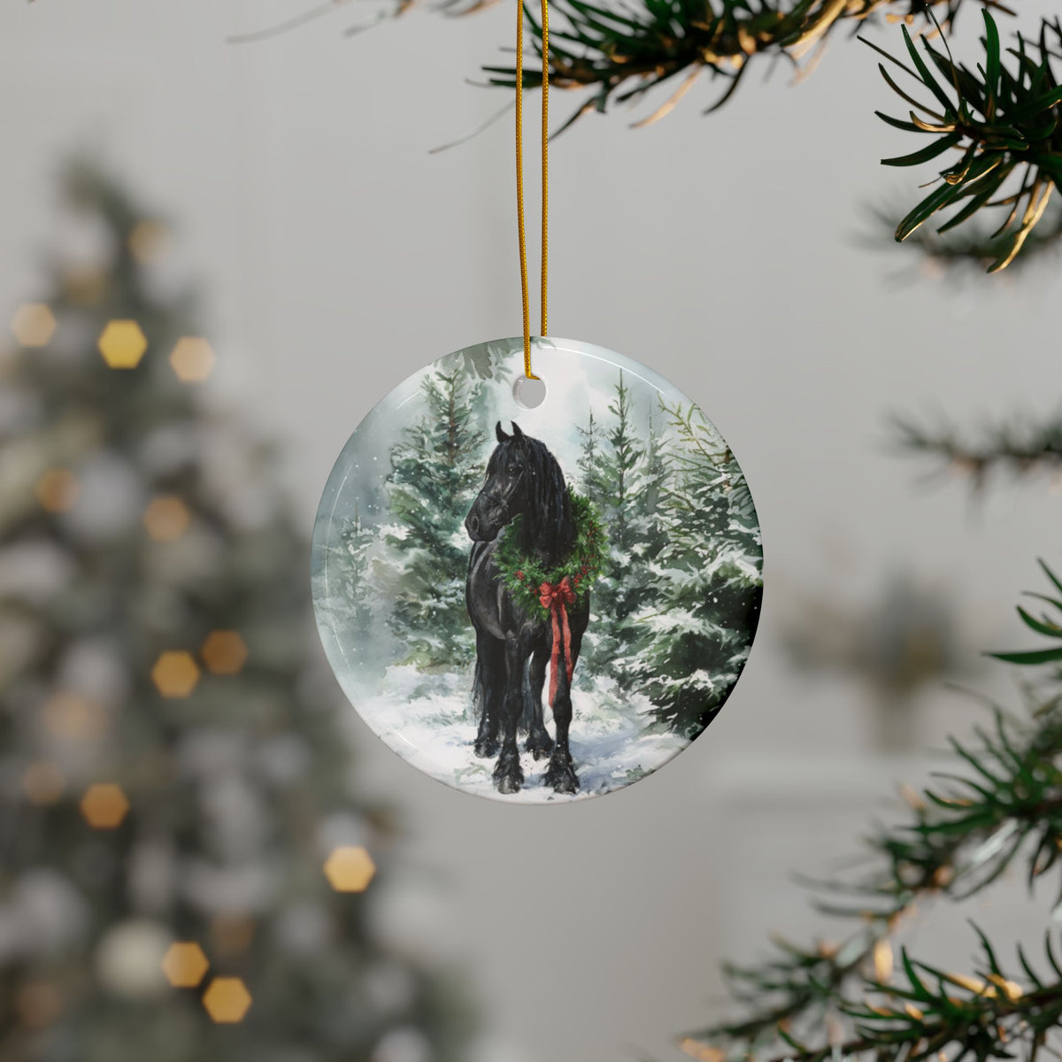 Personalized Friesian Horse Christmas Ornament