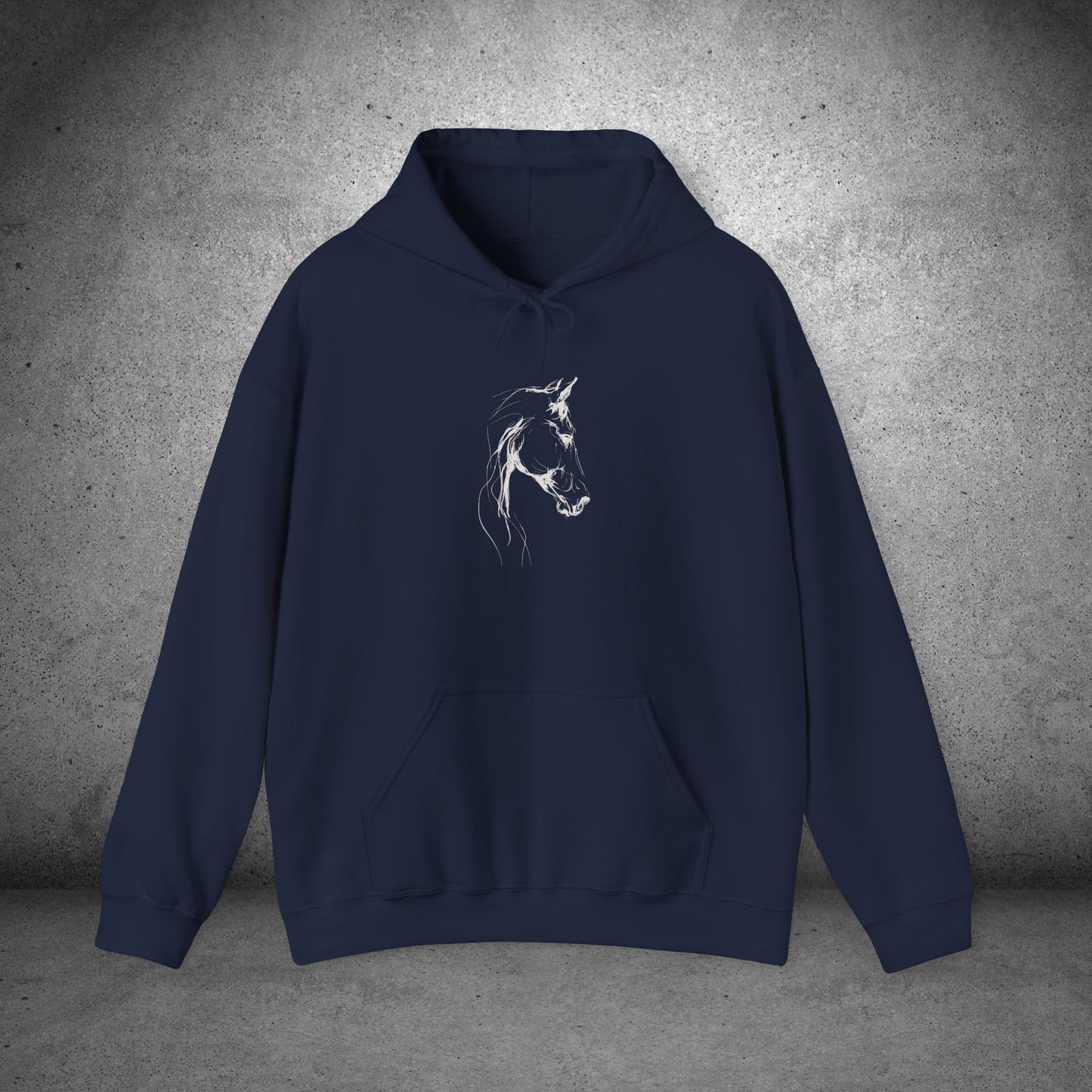 Minimal Sketch Horse Hoodie — Simple Equestrian Art Sweatshirt