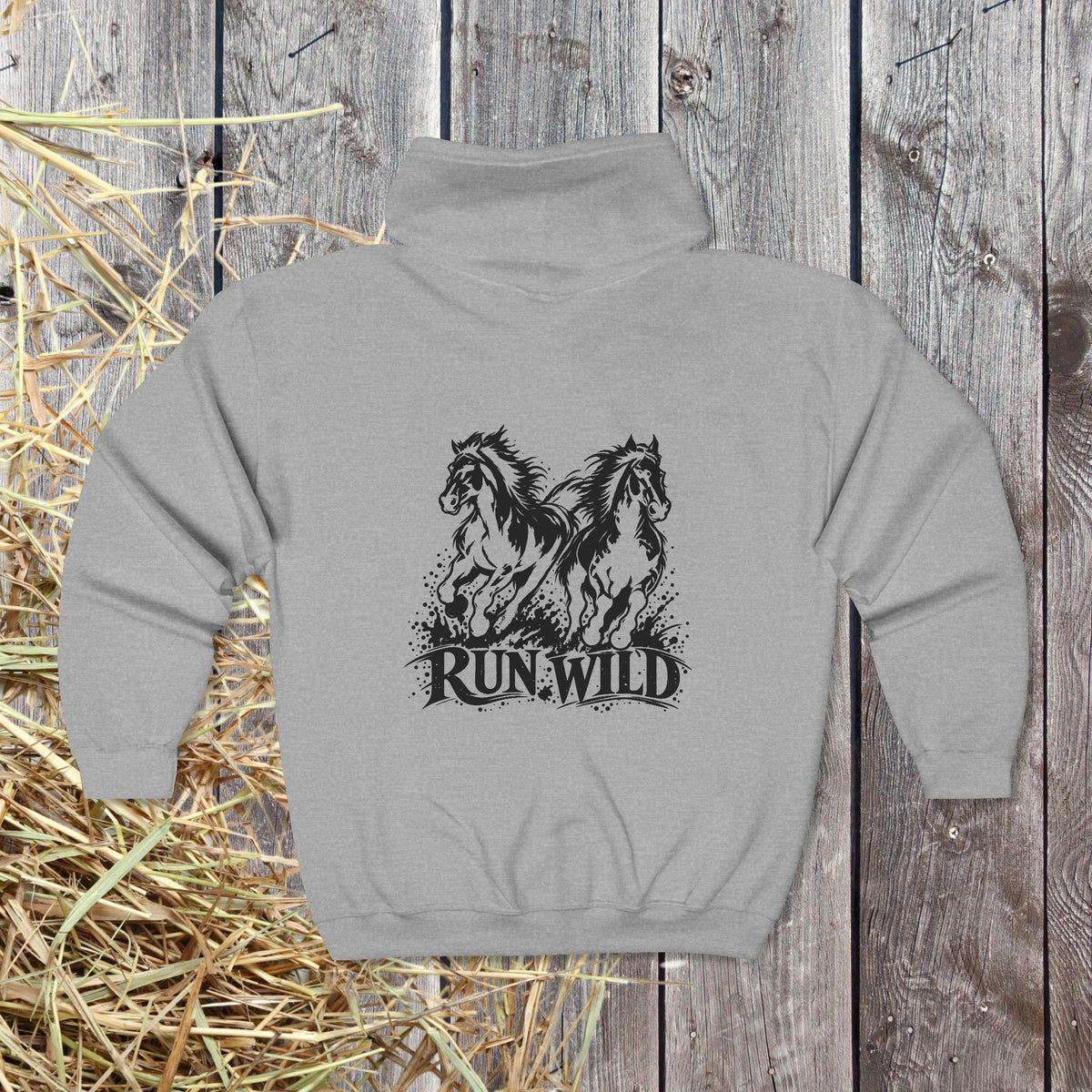 Run Wild Horse Zip-Up Hoodie – Western Horse Jacket