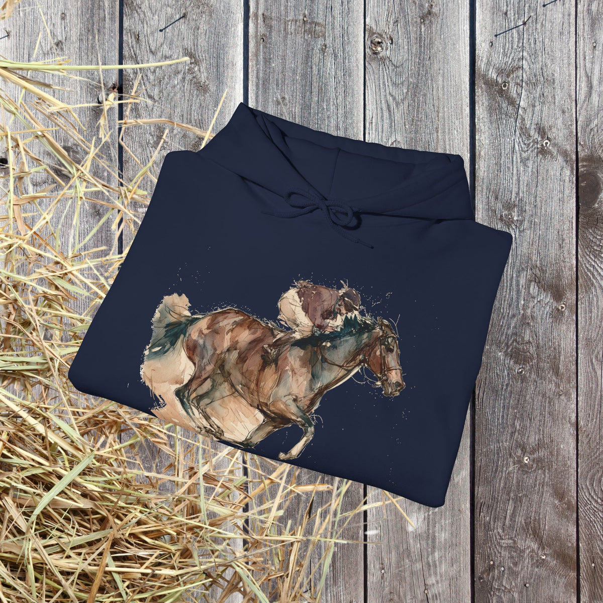Watercolor Racehorse Hoodie – Horse Racing Sweatshirt