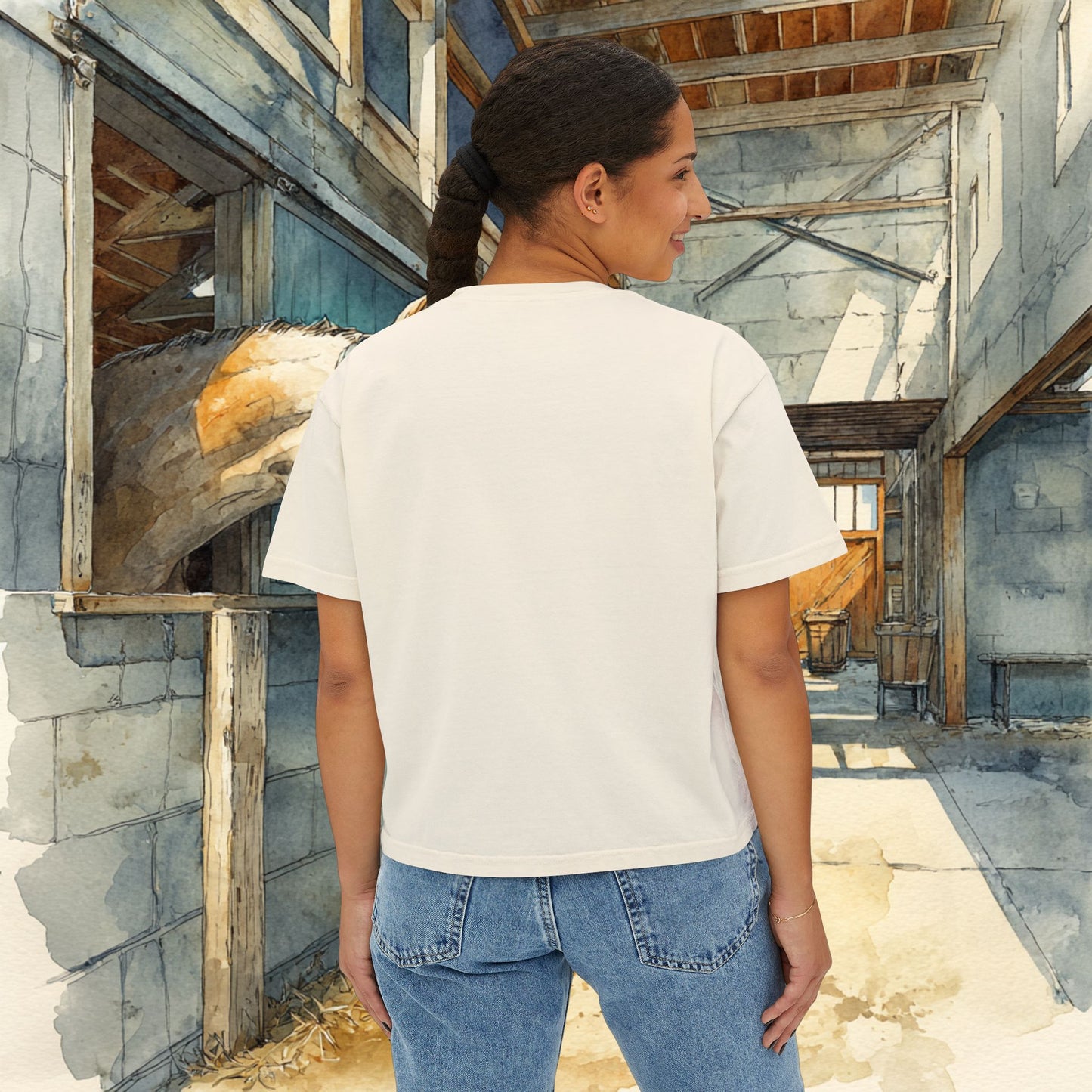 Women's Boxy Loose Fit Horse Tee — Horse Sketch "I Could Be Meaner"