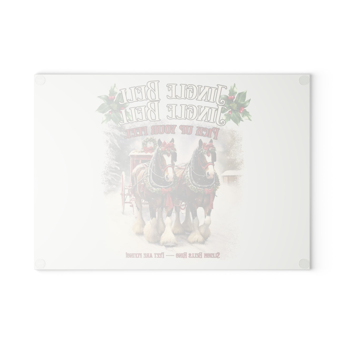 Clydesdale Christmas Horse glass cutting board – Personalized Holiday Horse Decor