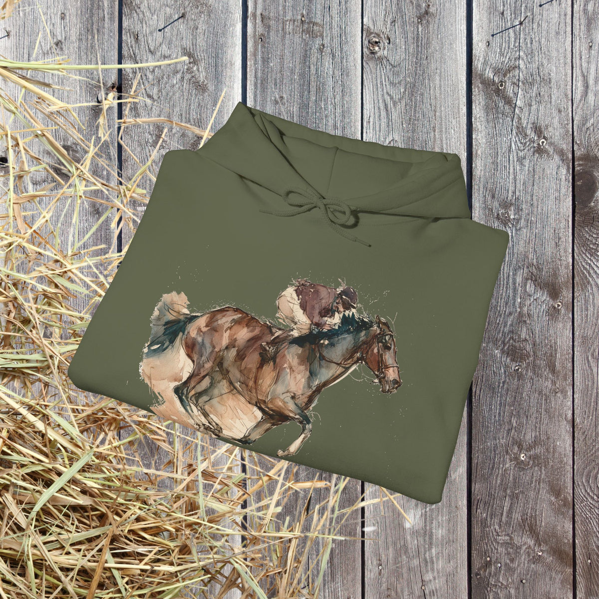 Watercolor Racehorse Hoodie – Horse Racing Sweatshirt