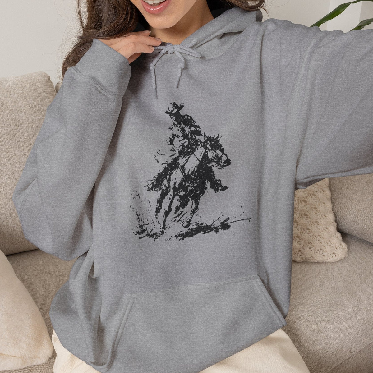 Western Ranch Horse Art Hoodie - Equestrian Sketch Sweatshirt