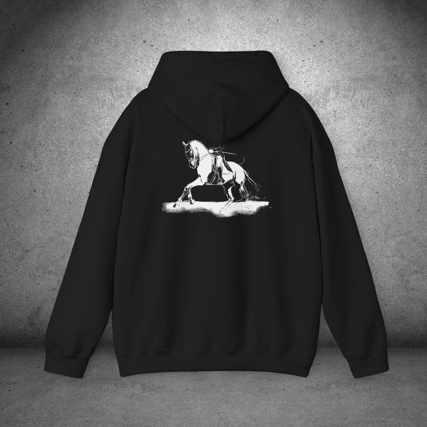 Dressage Horse Hoodie | Equestrian Pullover Sweatshirt | Warm Barn Wear | Show Ring Apparel | Wearable Horse Art Gift