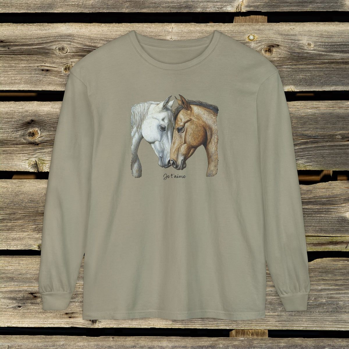 Je t’aime Horse Long Sleeve Shirt – Comfort Colors Equestrian Tee