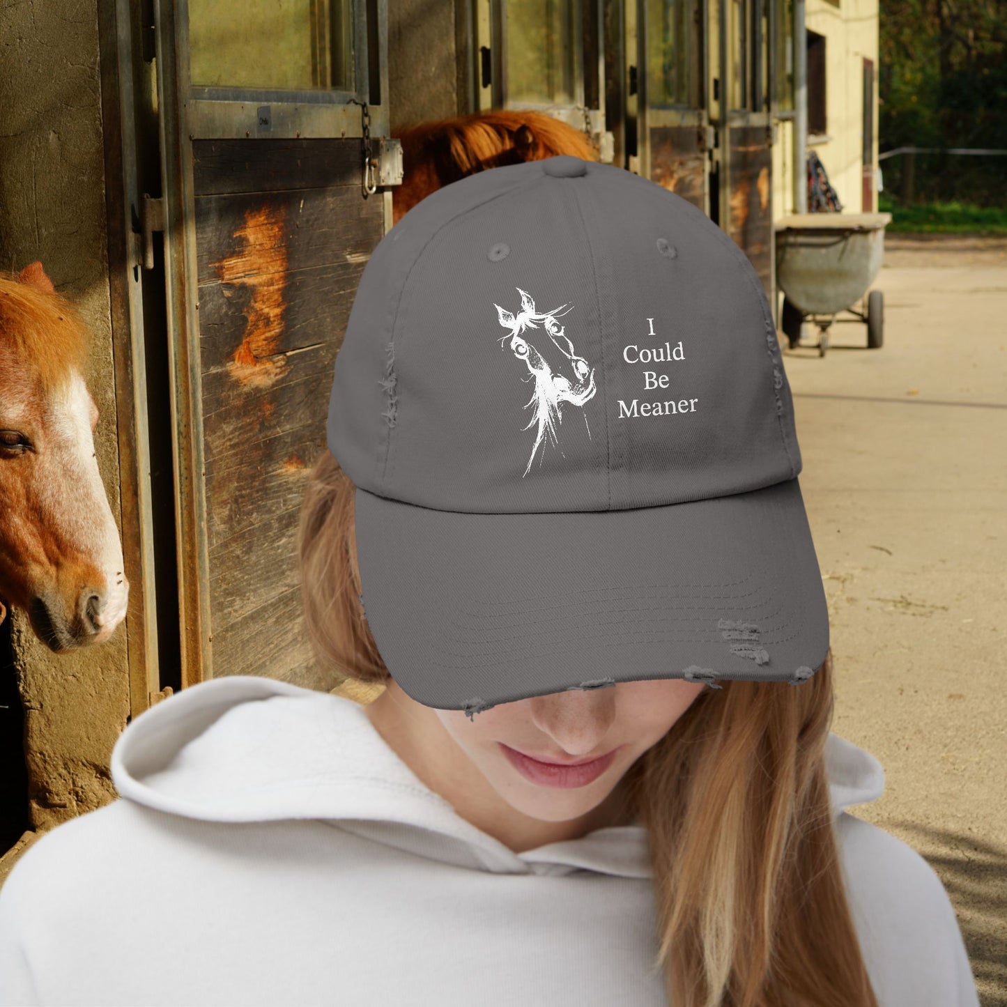 Whimsical Mare Hat I Could Be Meaner Cap | Distressed