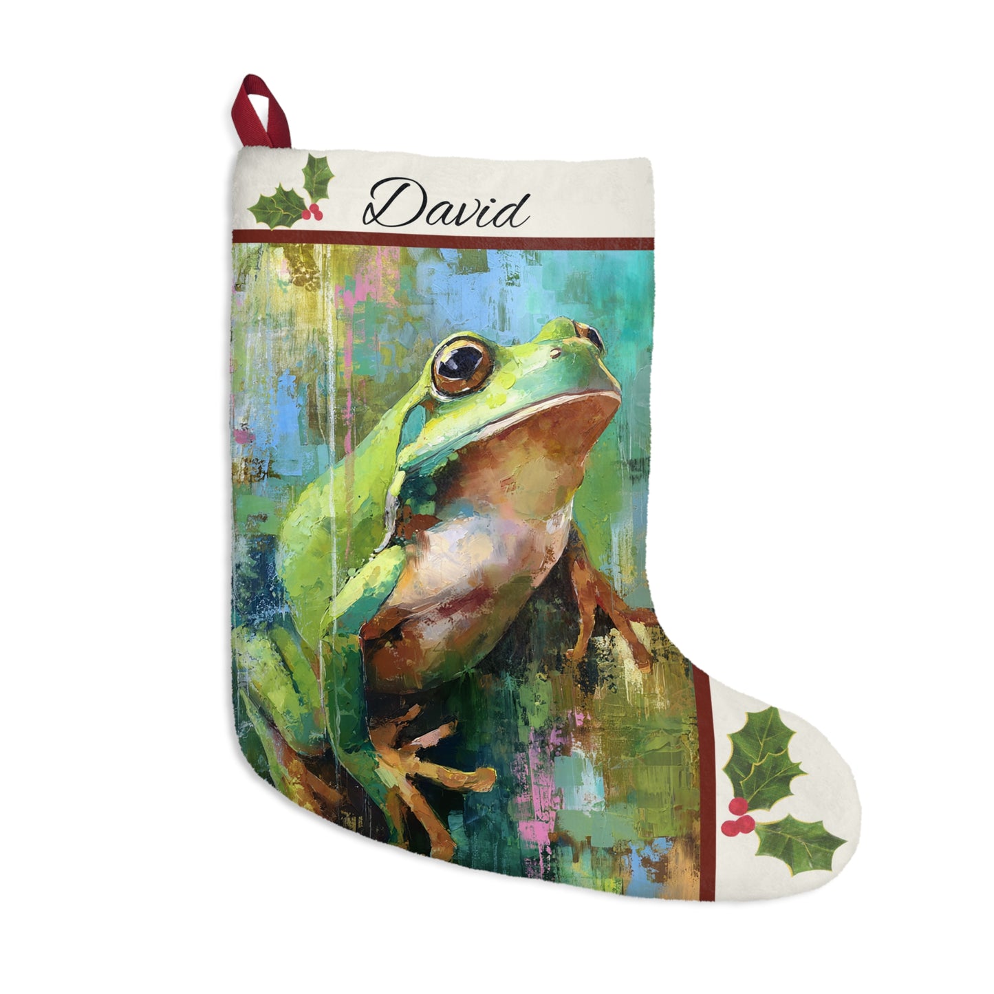 Frog Christmas Stockings | Custom Holiday Decor, Nature Stocking