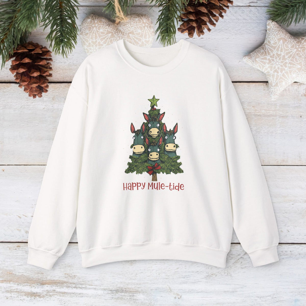 Happy Mule-Tide Christmas Sweatshirt – Funny Mule Christmas Tree Crewneck