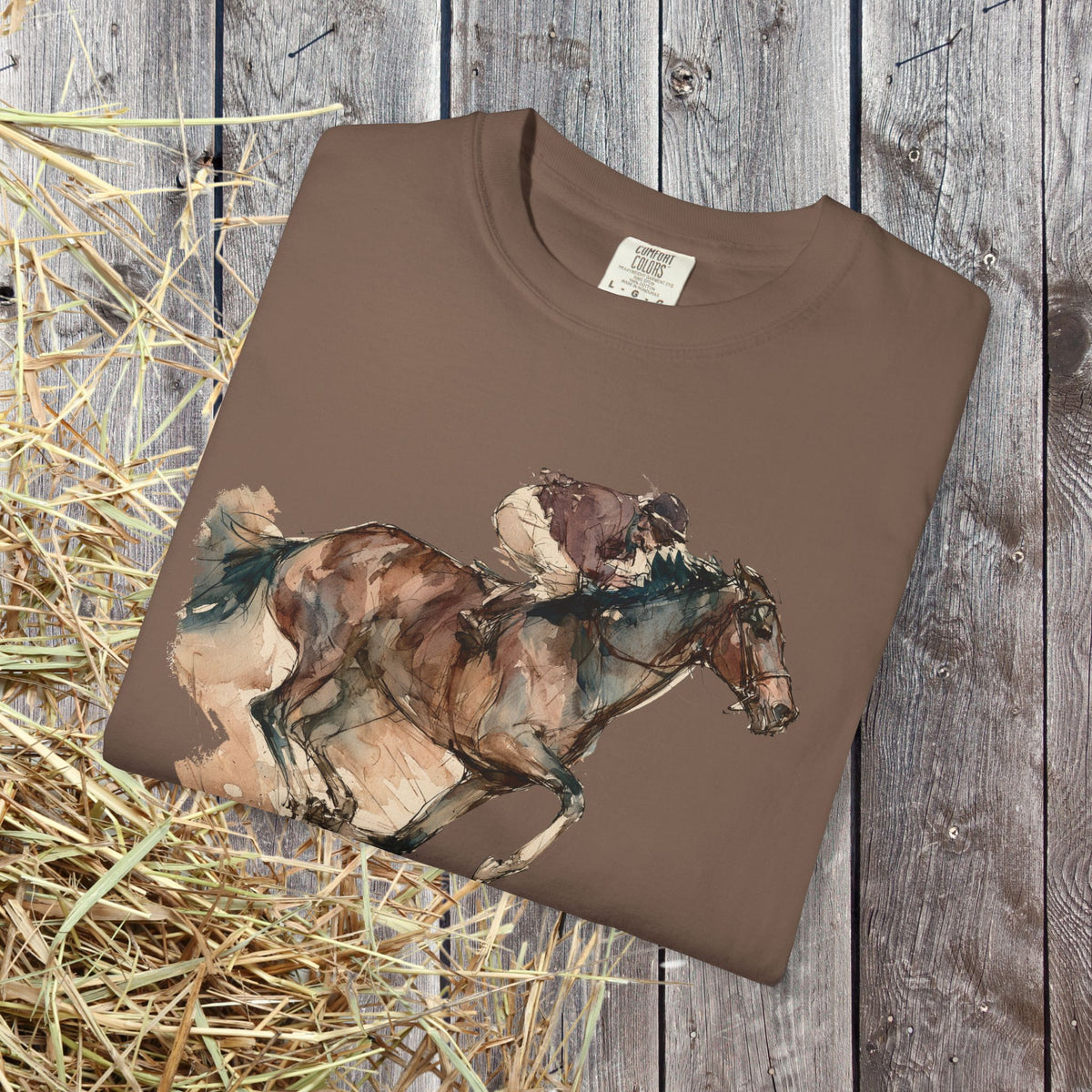 Watercolor Racehorse T-shirt- Horse Racing Comfort Colors