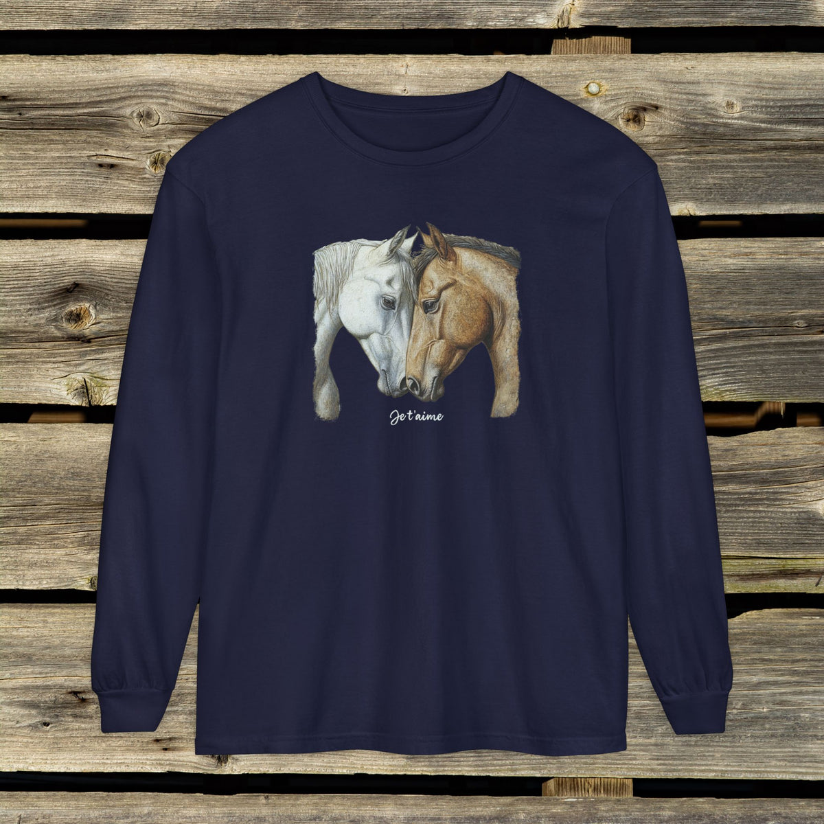 Je t’aime Horse Long Sleeve Shirt – Comfort Colors Equestrian Tee