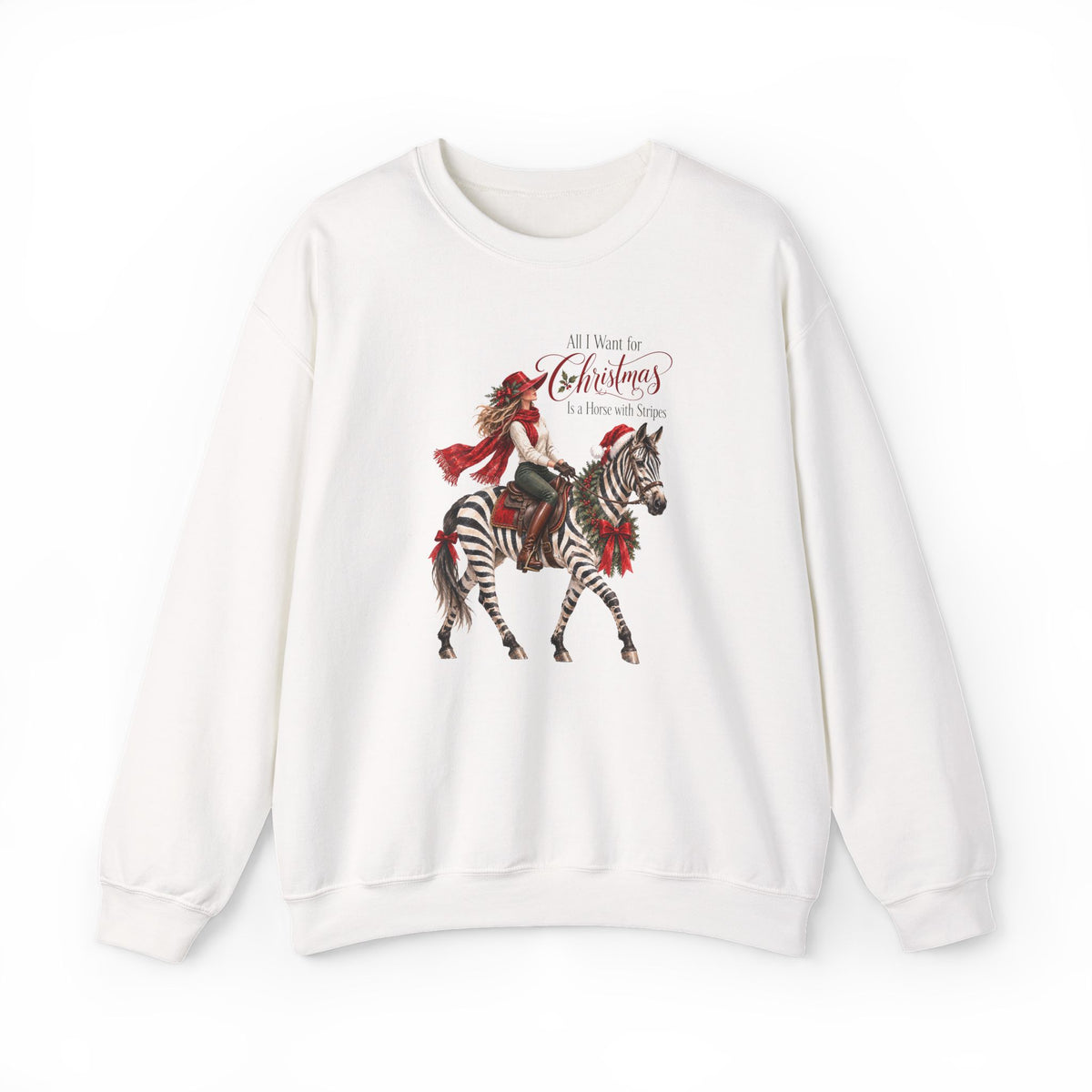All I Want for Christmas Horse Sweatshirt – Funny Zebra Lover Gift
