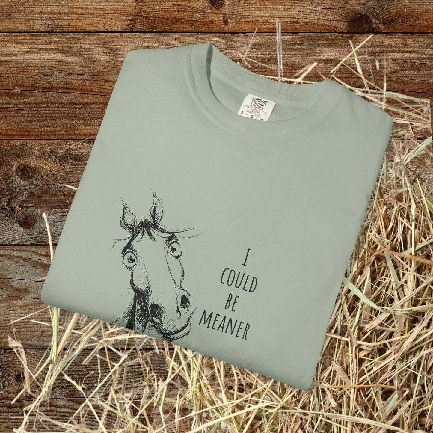 Funny Ornery Horse Cotton T-shirt - "I Could Be Meaner" Horse Lover Tee