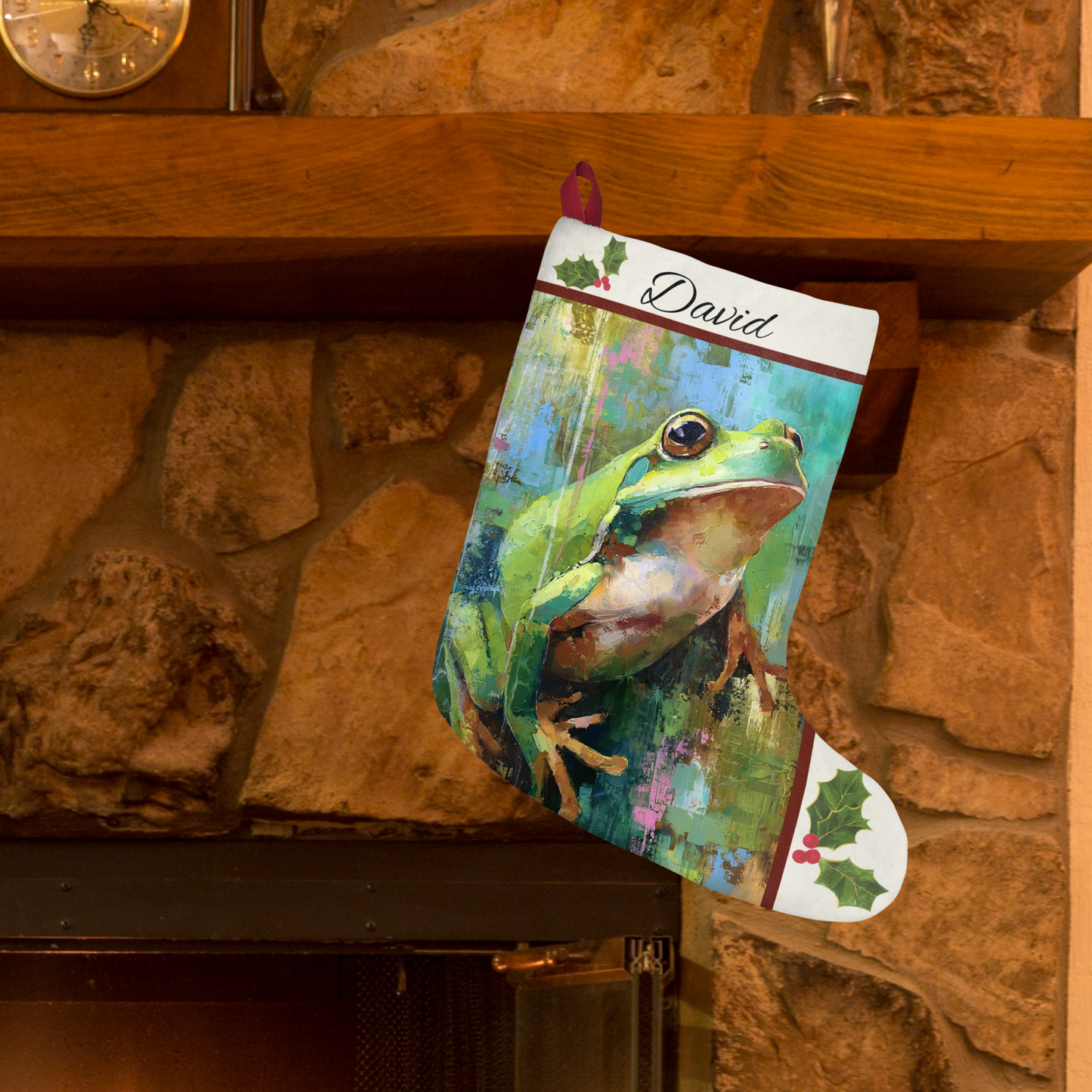 Frog Christmas Stockings | Custom Holiday Decor, Nature Stocking