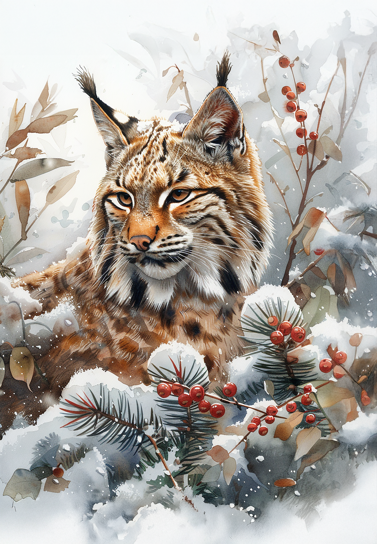 Bobcat Wildlife Christmas Stocking - Bobcat in Woodland Custom Holiday Made in USA