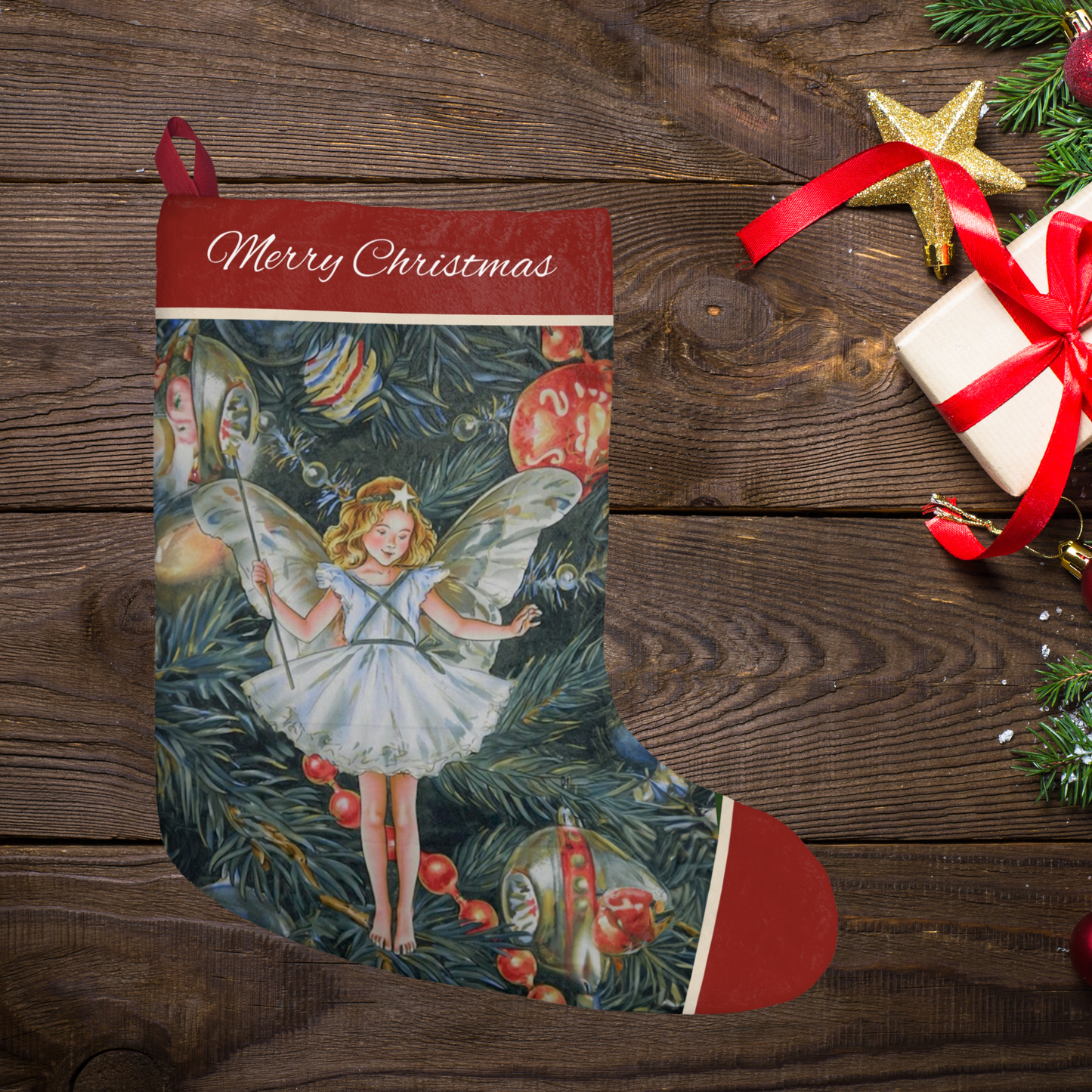 Christmas Tree Fairy, Holiday Magic Angel Stocking