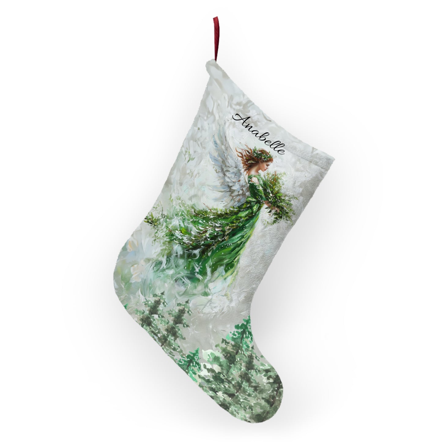 Green Angel Christmas Stocking, Heavenly Artwork Design