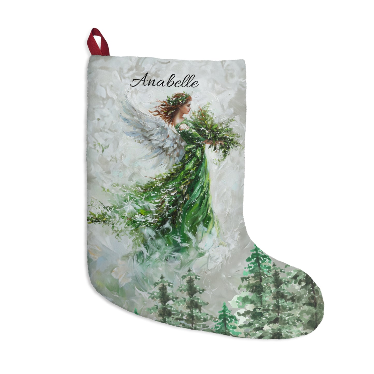 Green Angel Christmas Stocking, Heavenly Artwork Design