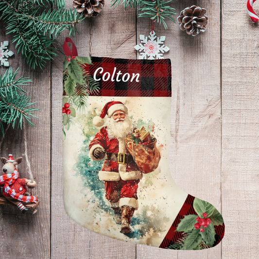 Vintage Santa Christmas Stocking, Retro Christmas Style