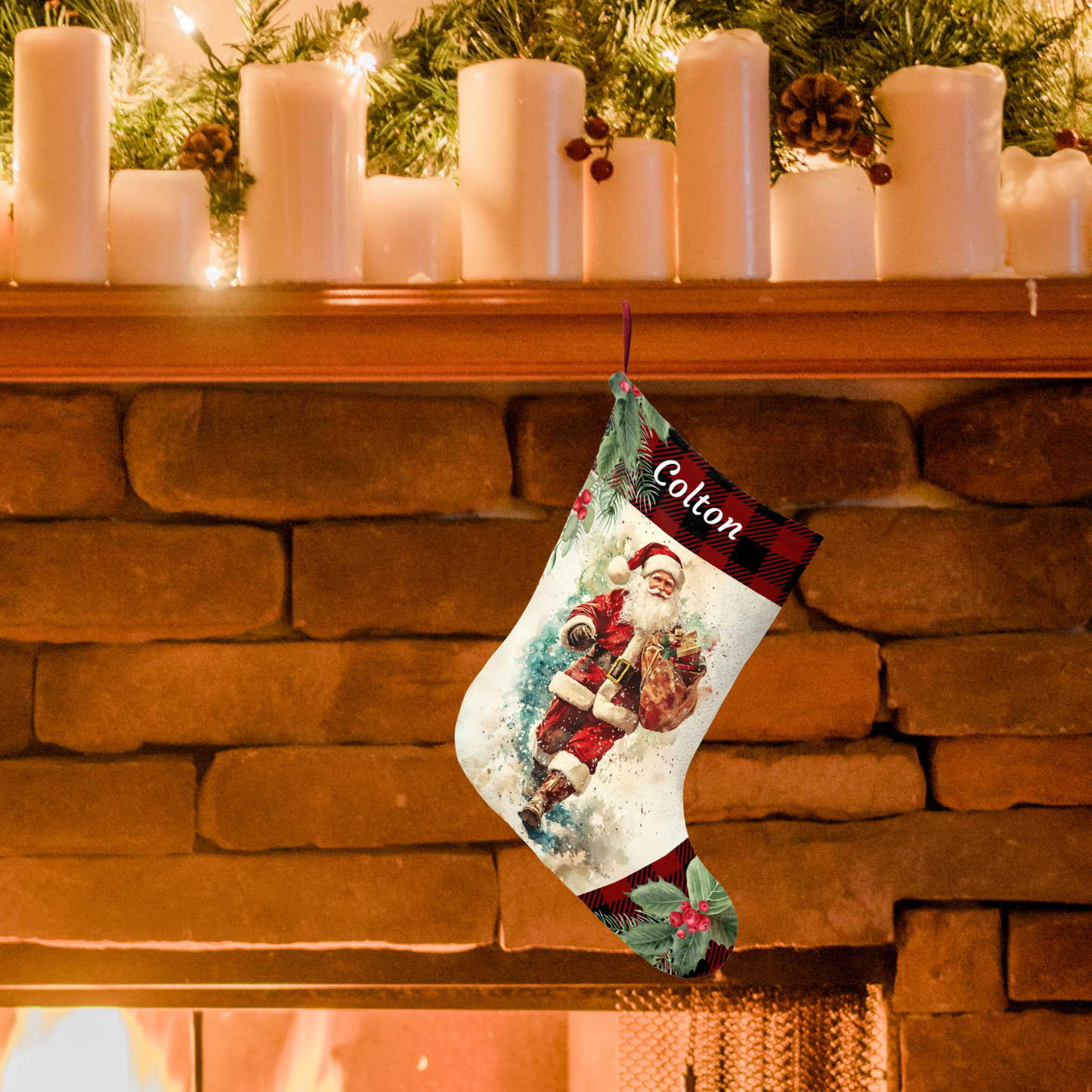 Vintage Santa Christmas Stocking, Retro Christmas Style