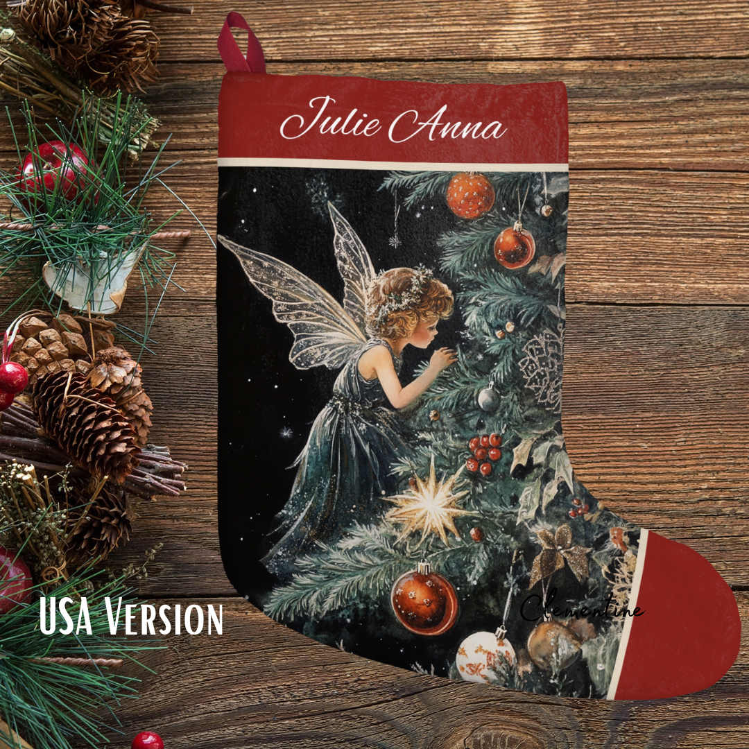 Christmas Fairy Angel Stocking, Holiday Christmas Tree Decor