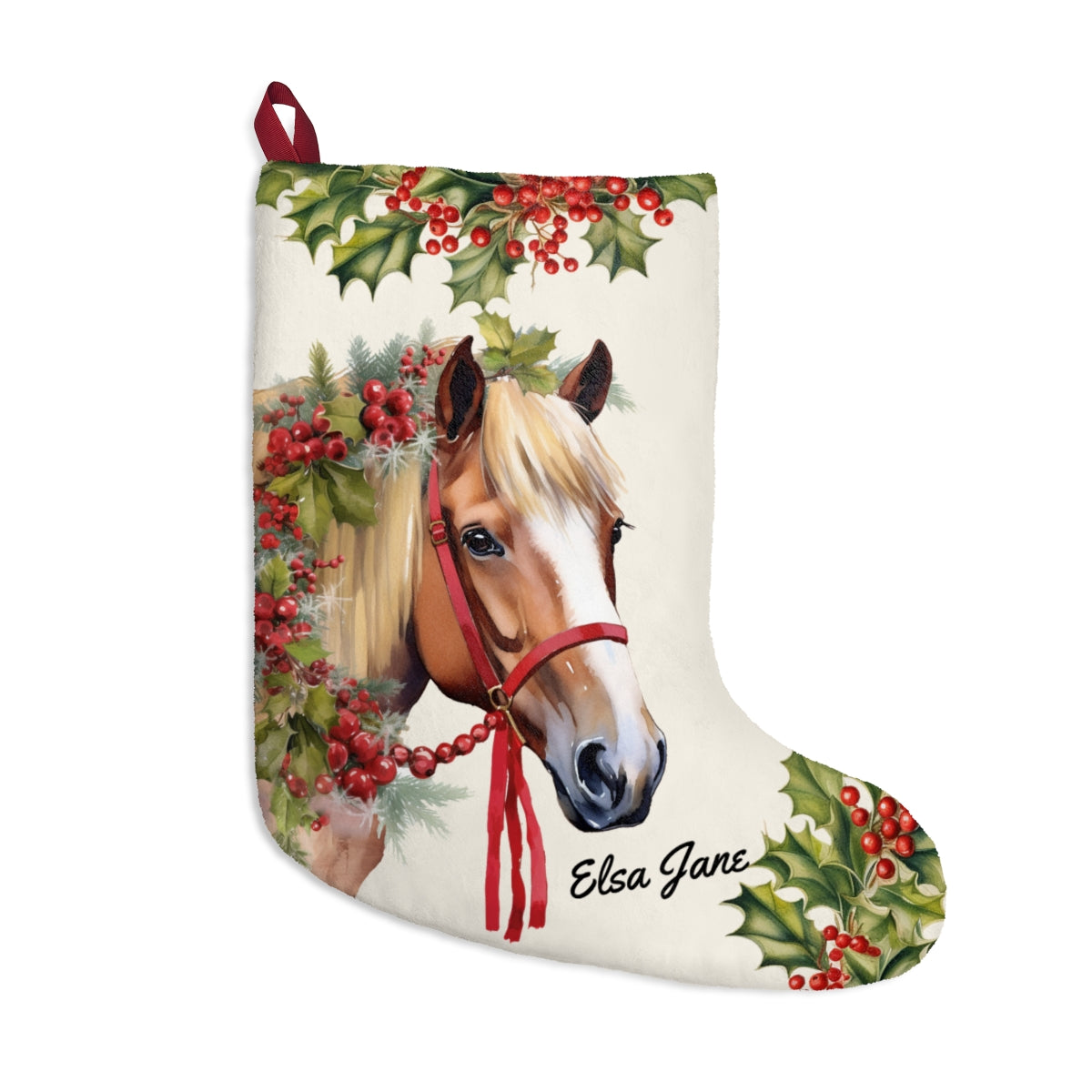 Christmas Red Chestnut Shetland Pony Stocking for Horse Lover