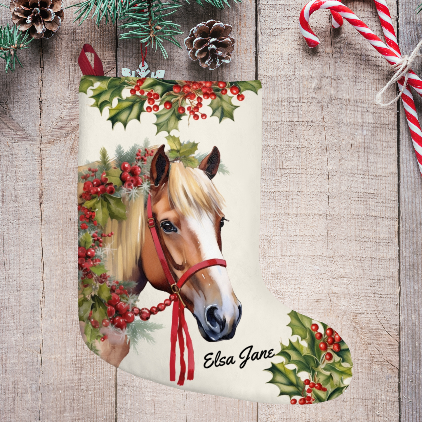 Christmas Red Chestnut Shetland Pony Stocking for Horse Lover