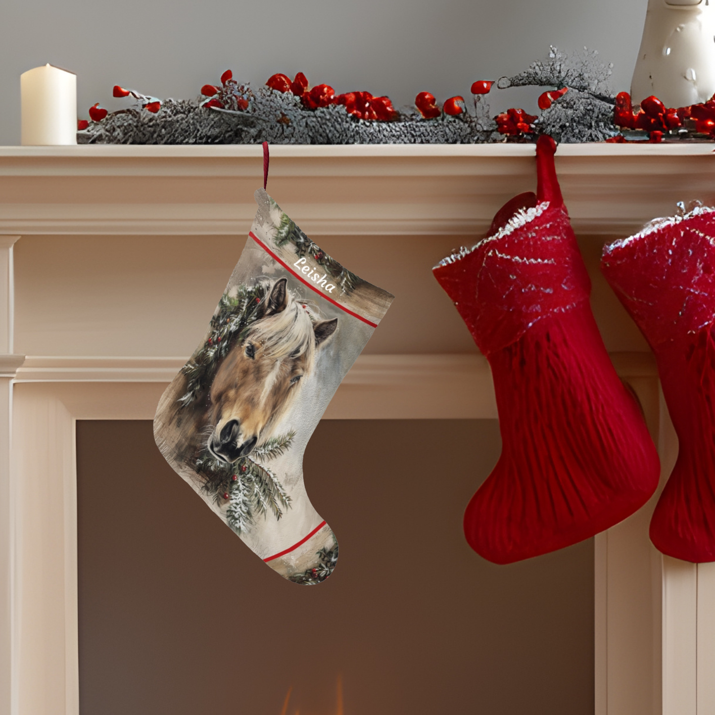 Shetland Pony Christmas Stocking,  Holiday Deco Gift