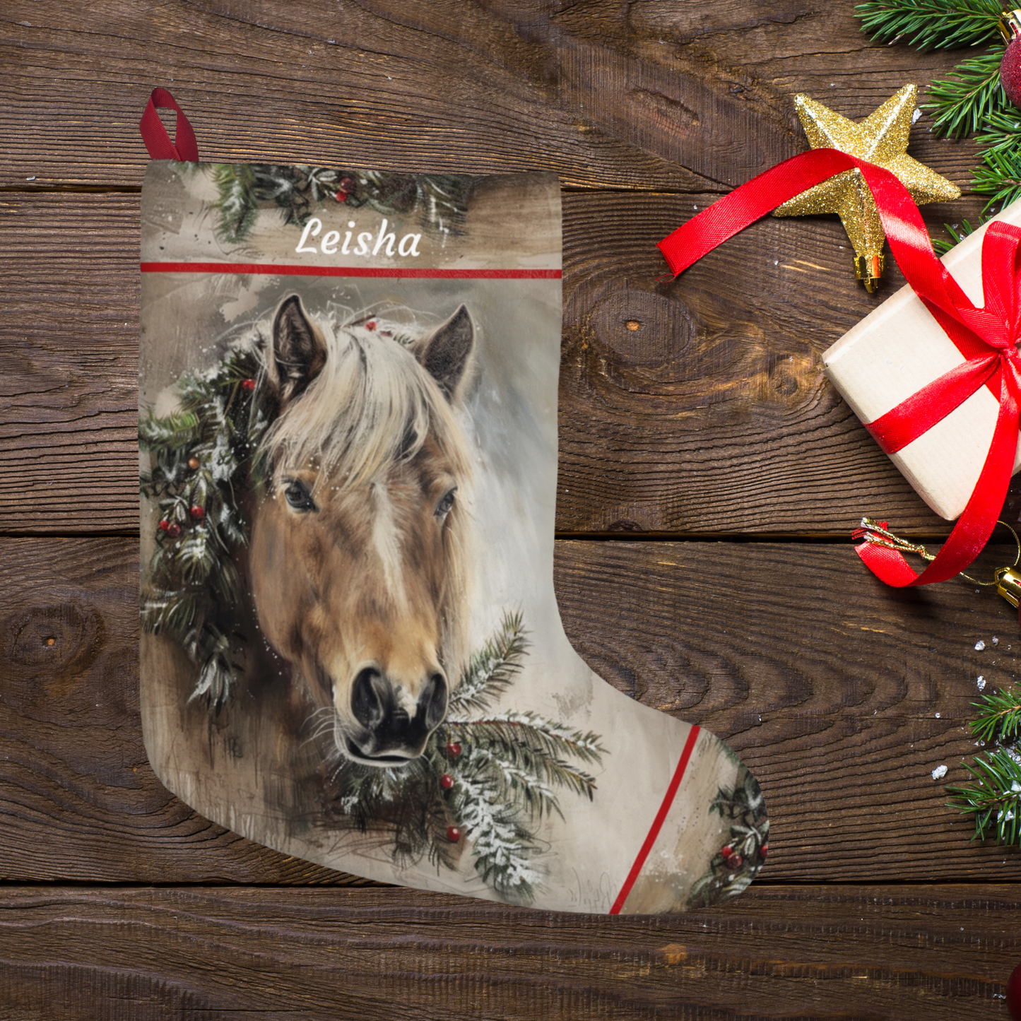 Shetland Pony Christmas Stocking,  Holiday Deco Gift