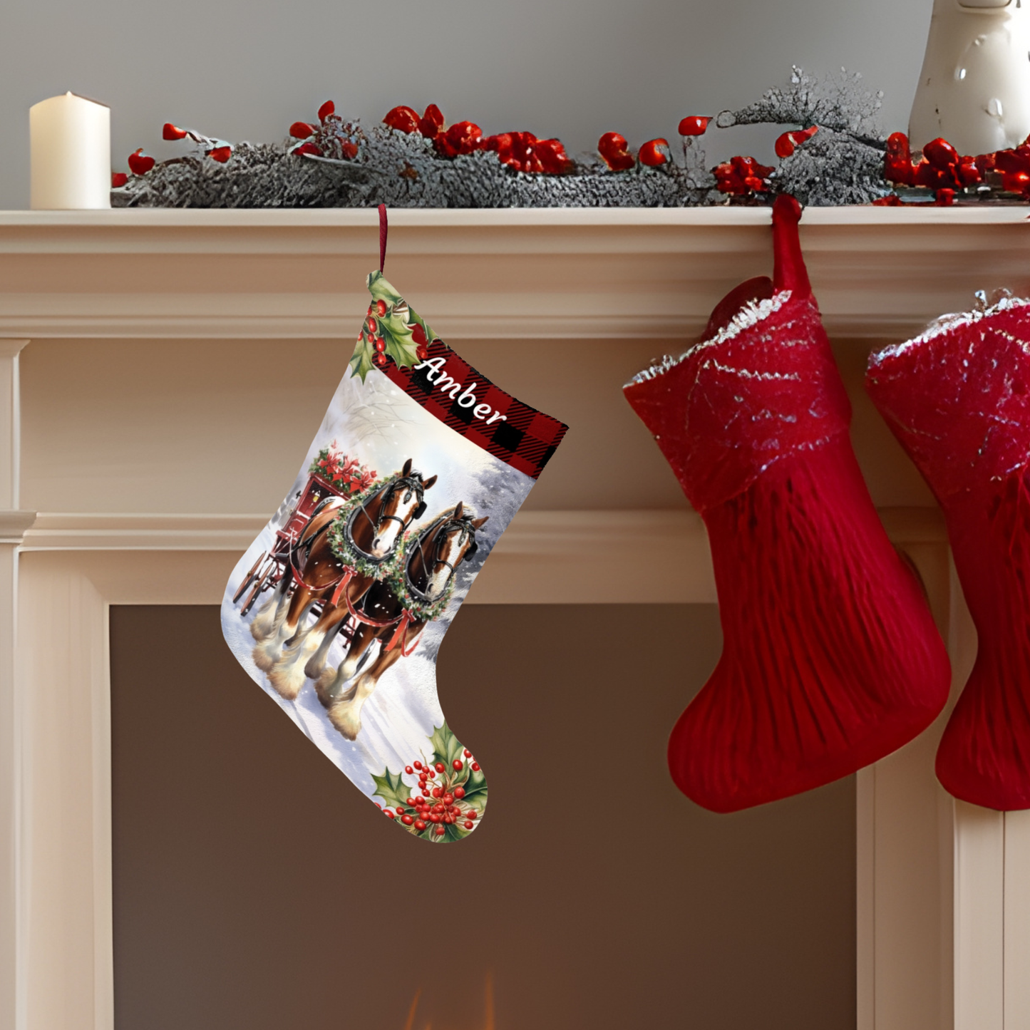 Clydesdale Christmas Horse Stocking, Draft Horse Gift