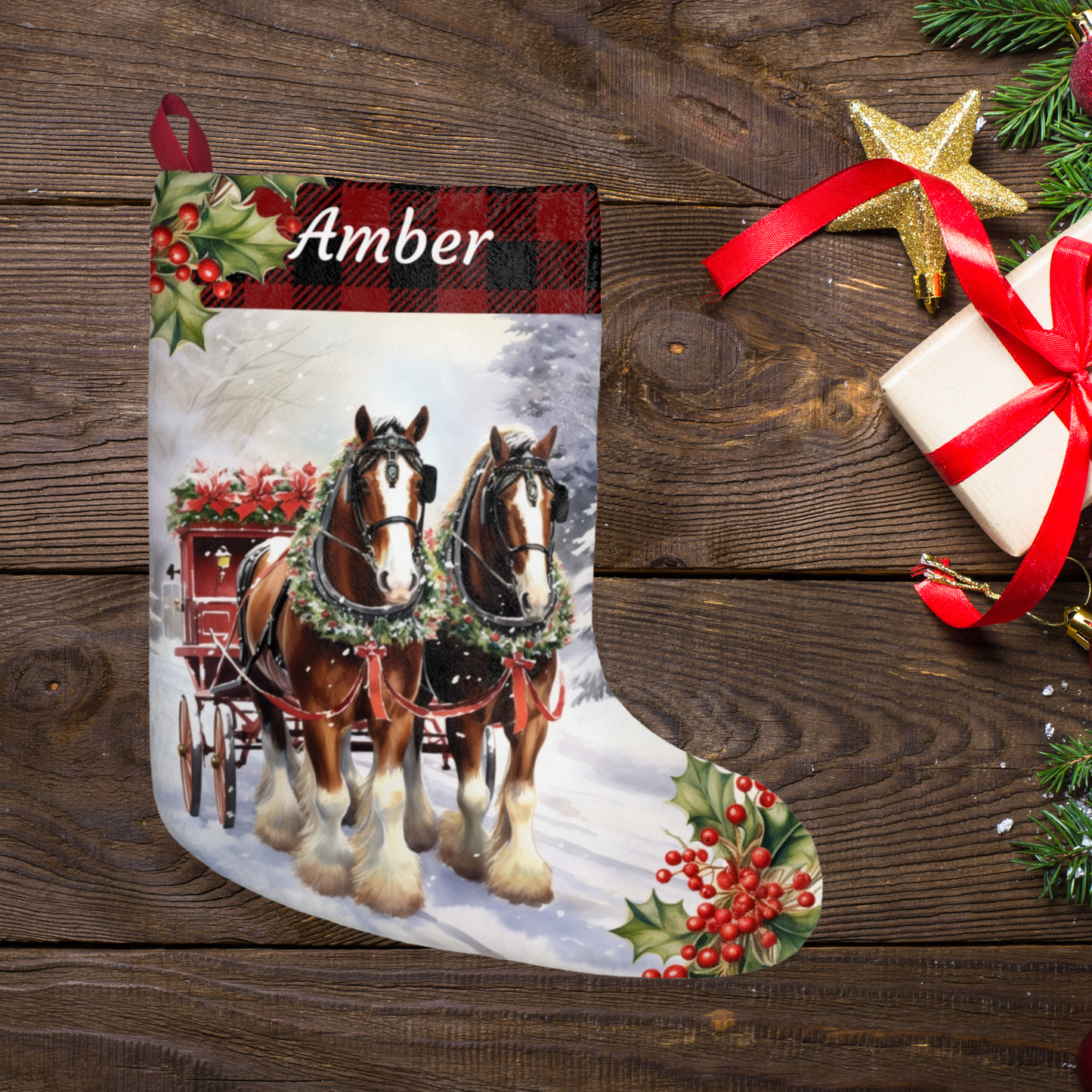 Clydesdale Christmas Horse Stocking, Draft Horse Gift
