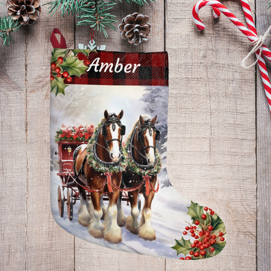 Clydesdale Christmas Horse Stocking, Draft Horse Gift