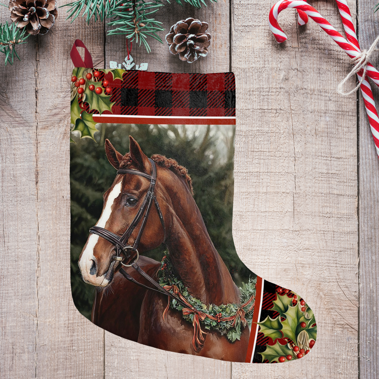 Christmas Liver Chestnut Horse Stocking, Equestrian Gift