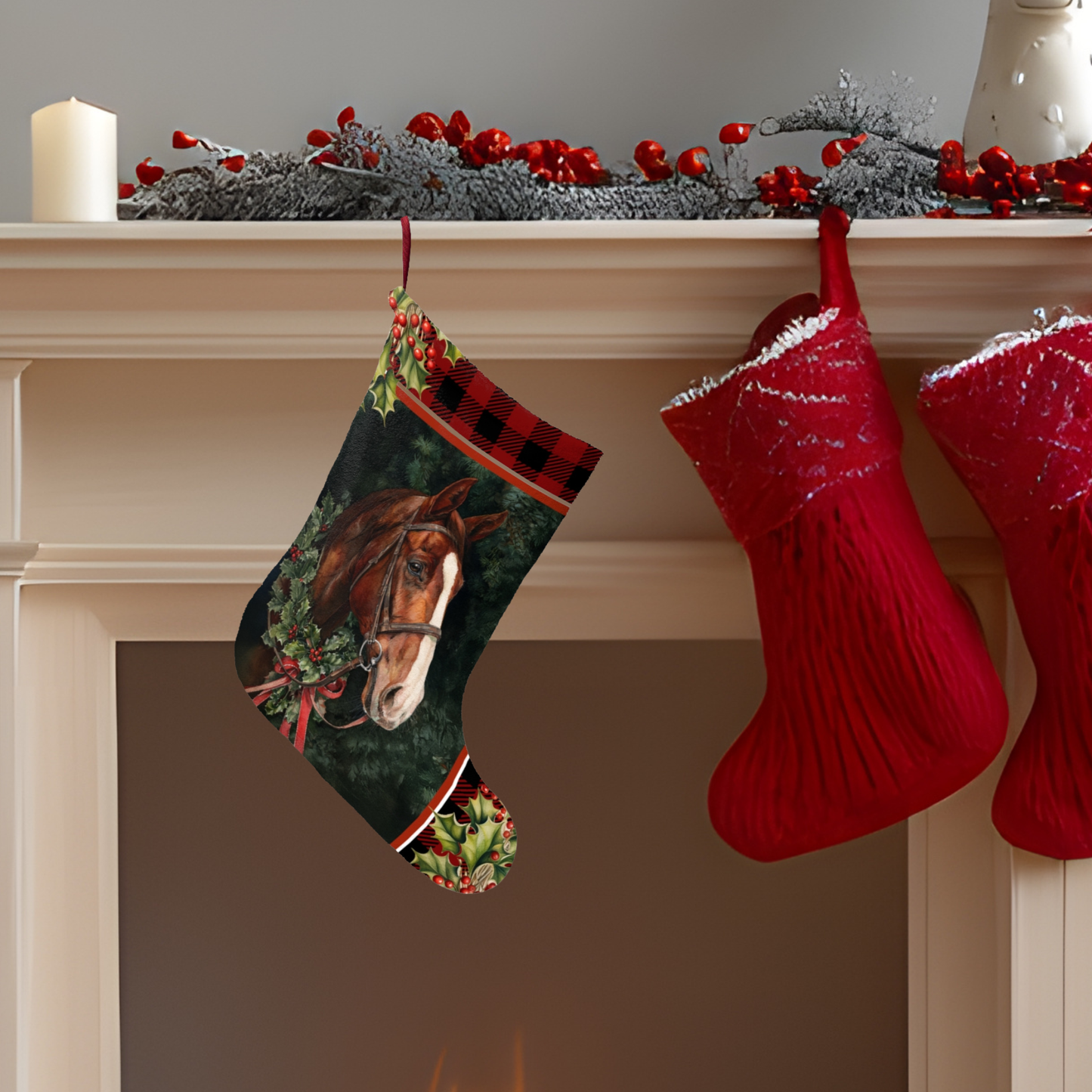 Chestnut Horse Christmas Stocking, Equestrian Gift
