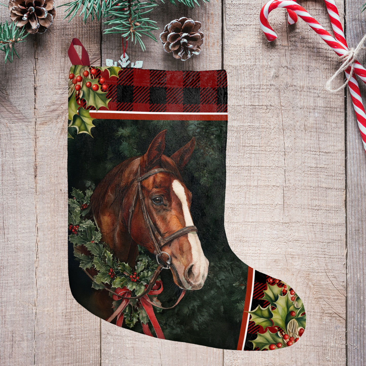 Chestnut Horse Christmas Stocking, Equestrian Gift